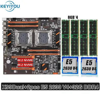 Высокопроизводительная двухпроцессорная материнская плата X99 с комплектом процессора Xeon LGA 2011-3 E5 2630 V4 и 32G (4ШТ по 8 ГБ) оперативной памяти DDR4 ECC REG