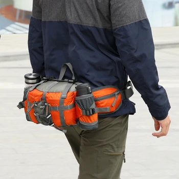 Поясная сумка для пеших прогулок, рыбалки, езды на велосипеде, поясная сумка с 2 держателями для бутылок с водой, поясная сумка с плечевым ремнем