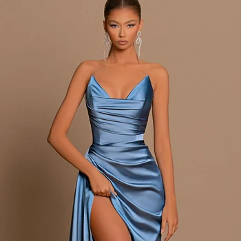 2023 Голубое вечернее платье выпускного вечера 