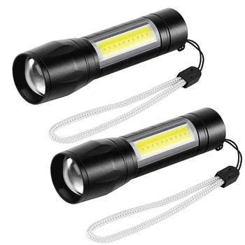 Мини перезаряжаемый светодиодный фонарик Использует бусины лампы XPE + COB с расстоянием освещения 100 метров, используемые для приключений, кемпинга и т.д.