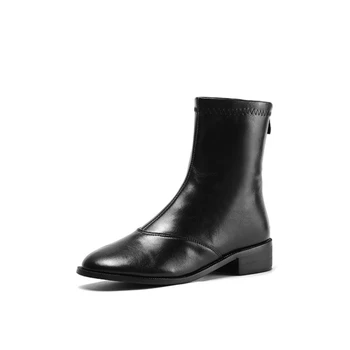 BLXQPYT Botas Mujer/ 2022 г., Армейские Женские ботинки из натуральной кожи, Модная обувь На массивном каблуке, Осенне-зимняя Обувь Для вечеринок, Большие Размеры 32-43 XP-04