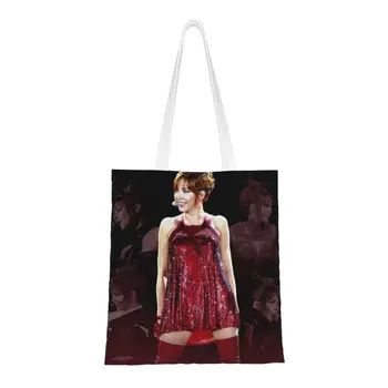 Сумки для покупок из бакалеи Mylene Farmer, холщовая сумка для покупок, большая вместительная прочная сумка французской певицы