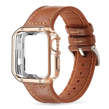 Для Apple Watch ремешок + чехол 45 мм 44 мм 41 мм 40 мм ультра 49 мм силиконовый кожаный ремешок для iwatch SE/8/7/6/5/4/3 42 мм 38 мм чехол