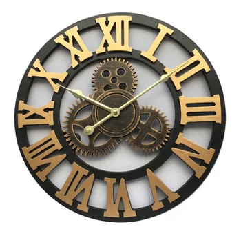 Металлические настенные часы Newart с 16-дюймовым кругом, промышленные ретро-движущиеся шестерни, украшение для дома