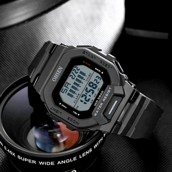 Бренд OHSEN Цифровые Часы 5ATM Dive Мужские Спортивные Наручные Часы С Черной Резинкой Ручные Мужские Часы Reloj Masculino Лучший Подарок