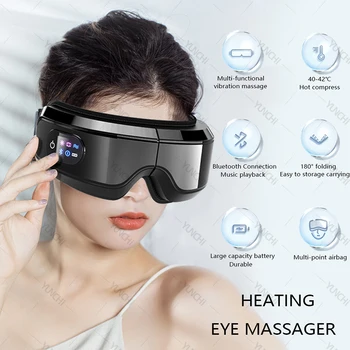 Электрический массажер для глаз, массаж под давлением, горячий компресс, расслабление мышц глаз, Уменьшение морщин Вокруг глаз, массажное устройство с музыкой Bluetooth