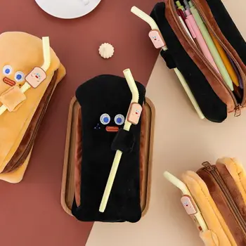 Забавное выражение Fun Expression Канцелярская сумка в форме хлеба Большой емкости, сумка для ручек, пенал для хранения ручек