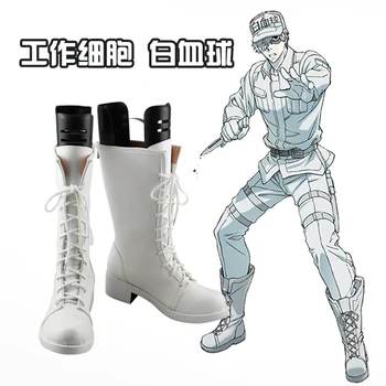Новые ячейки в действии! Hataraku Saibou White Blood Cell Косплей Ботинки Аниме Обувь на заказ