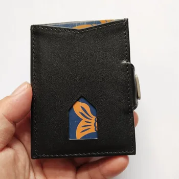 Тонкий мужской короткий кошелек с RFID-картой, держатель банковской кредитной ID-карты, натуральная кожа, минималистичный трехслойный кошелек из коровьей кожи, Маленький кошелек для монет на молнии