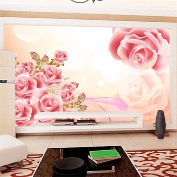 Пользовательские обои 3d фреска papel de parede красивая романтическая розовая фреска гостиная спальня ресторан ТВ фон обои