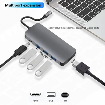 USB C Концентратор к HDMI USB-Разветвитель USB-Адаптер USB-Концентратор Usb C HDMI с DP VGA USB 3.0 PD SD TF RJ45 для Macbook Pro Steam Deck