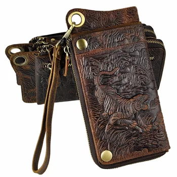 Мужской Длинный кошелек, Удобный карман для портмоне, Натуральная кожа с животным рисунком, Новый Клатч из воловьей кожи Crazy Horse, держатель для наличных карт, сумка-клатч