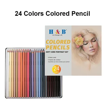Цветные карандаши 24 цвета, Рисунок персонажа, Тон кожи, Набор ручек, Портрет цветным карандашом, Ручная роспись, Принадлежности для художественной живописи