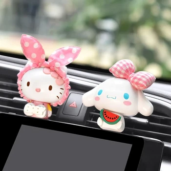 Kawaii Hello Kitty Cinnamoroll Автомобильные духи Аниме Sanrios Air Vent Ароматический зажим Милый Освежитель воздуха Для девочек Автомобильные Аксессуары