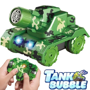 Автоматическая машина для мыльных пузырей на радиоуправляемом танке, игрушки для улицы, Забавные красочные игрушки для воздуходувки пузырей, детские электрические игрушки для улицы