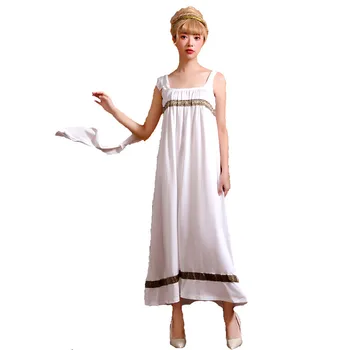 Белые женские костюмы Богини Древней Греции на Хэллоуин, женская Афина, косплей, Пурим, Карнавальная ролевая игра, показ на сцене, праздничное платье
