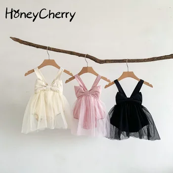 HoneyCherry/ Весенне-летняя новая юбка-слинг для новорожденных, боди для девочек, милое сетчатое платье принцессы