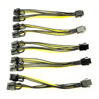 77JC 5шт с 6 контактами на двойной PCIe, 8-контактный удлинитель Y-Splitter, кабель питания для видеокарты для майнинга, 7,87 дюйма
