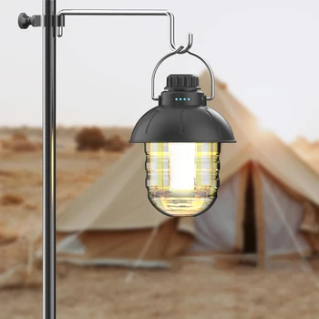 Уличный Ретро-фонарь с металлической ручкой для кемпинга, Перезаряжаемый Портативный Свет для палатки, Плавное Затемнение, Осветительное оборудование для рыбалки и путешествий