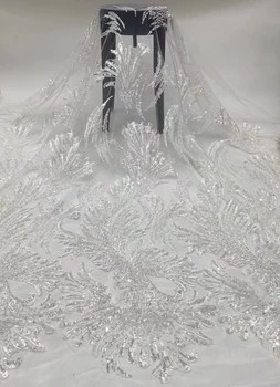 Новейшее Африканское Сетчатое платье из тюля ручной работы с бисером и роскошными Алжирскими пайетками и сетчатым кружевом Вечернее Свадебное платье