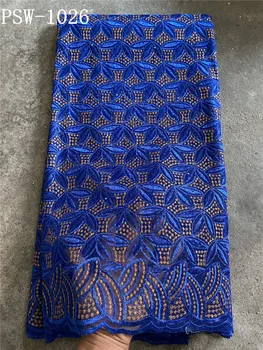 Высококачественная кружевная ткань с африканскими блестками и французской вышивкой, тюлевая кружевная ткань 5 ярдов для платья PSW-1026