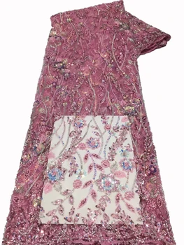 Высококачественная тюлевая вышивка, вышивка пузырьками из бисера, модное свадебное платье из бисера с пайетками, ткань для вечернего платья