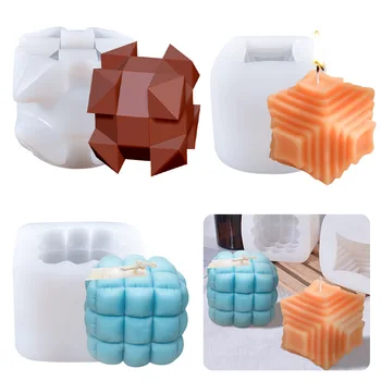 Нерегулярная свеча 3D Кубик Рубика, Силиконовая форма, украшения для помадных свечей, форма для мыла для кондитерских изделий, украшения для кексов, Кухонный инструмент