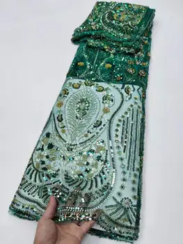 2023 Новейшая кружевная ткань Green Gold Line, Французская кружевная ткань, высококачественная Африканская Нигерийская кружевная ткань для свадебного платья