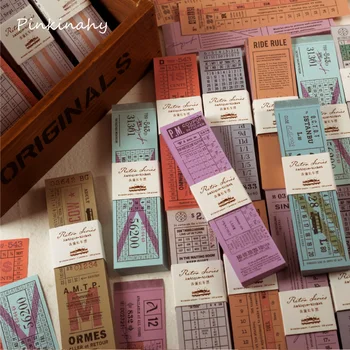 100 листов самоклеящегося блокнота серии ретро-билетов, старого корешка счета, блокнота для записей, закладки для заметок, Школьные канцелярские принадлежности