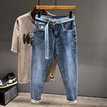 Модные мужские джинсы 2023, весенние новые уличные повседневные брюки, индивидуальность, молодежные джинсовые брюки в стиле хип-хоп