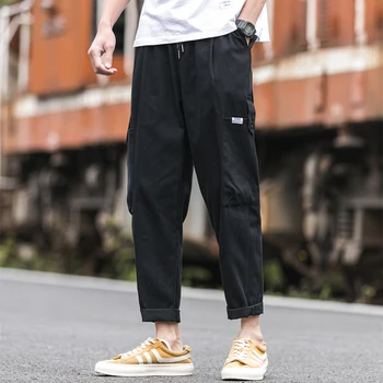 Хип-хоп комбинезон, мужские модные шаровары в стиле харадзюку, Уличные повседневные штаны для бега, Мужские брюки на шнуровке с карманами, M-5XL