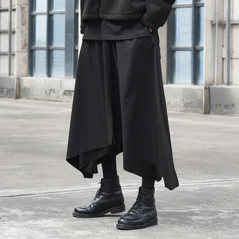2023 Японский стиль Harajuku Модные широкие брюки-кюлоты Для мужчин и женщин, винтажная юбка для уличных танцев в стиле хип-хоп