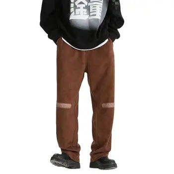 Осенне-зимние замшевые брюки на завязках, Мужские Прямые брюки с эластичной резинкой на талии, модная уличная одежда Harajuku, спортивные брюки, мужские Большие размеры
