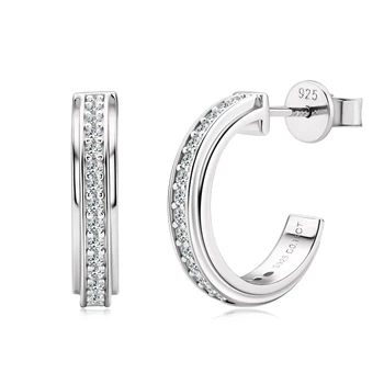 Женские серьги-кольца с муассанитом цвета D, 100% настоящие серьги-гвоздики из стерлингового серебра 925 пробы, сертифицированные ювелирные серьги для женщин
