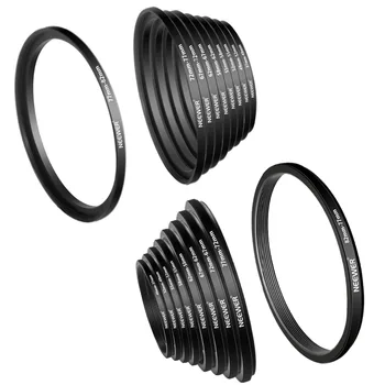 Neewer 18 шт. Комплект переходных колец для фильтров для объектива камеры из металла, 9 шт. Повышающее кольцо + 9 шт. Набор понижающих колец