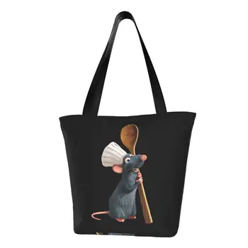 Симпатичные сумки для покупок Ratatouille Chef Remy с ложкой, многоразовая холщовая сумка для покупок через плечо