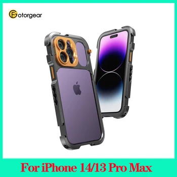 Видеокамера для мобильного телефона Fotorgear для iPhone 14/13/Pro Max с зарядным устройством MagSafe Защитный чехол для телефона из алюминиевого сплава для Iphone