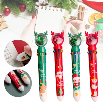Шариковые ручки, милые Школьные принадлежности, 10 цветов для творчества, Рождественские Канцелярские принадлежности, Масляные ручки, цветные ручки для печати, Студенческий подарок Kawaii
