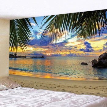 Sunset dusk, очаровательный пляжный пейзаж, художественный гобелен, комната в стиле хиппи, Богемная комната, эстетическая стена, гостиная, домашний декор