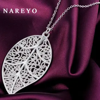 Nareyo, Ожерелье с подвеской из листьев стерлингового Серебра 925 Пробы, 18 Дюймов, Модные Ювелирные Изделия, Подарки