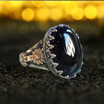 Кольца для женщин, модные элегантные ювелирные изделия из черного камня, скульптурное кольцо, обручальное кольцо для женщин
