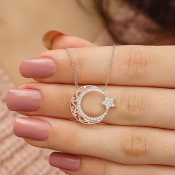Шикарное ожерелье для девочек, модное ожерелье с подвеской в виде звезды и Луны цвета розового золота, для повседневной носки, изящные украшения для женщин