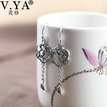 V.YA Модные серьги с кисточками на серебряной цепочке в виде листьев, литературные и модные серебряные серьги S925, модные украшения