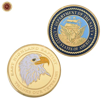 Монета Военного департамента ВМС США East Highland Baptist в знак благодарности нашим ветеранам, позолоченная подарочная монета Challenge в подарок для бизнеса