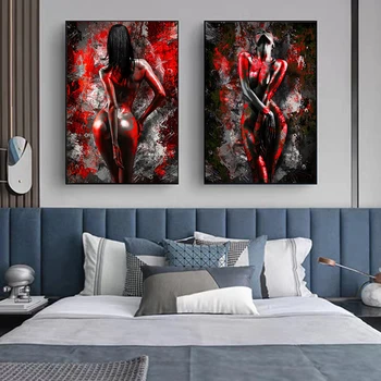 Абстрактные плакаты и принты с изображением обнаженной сексуальной африканки на холсте, настенные художественные картины для украшения дома в комнате