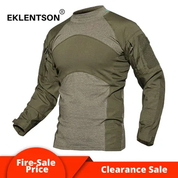 Мужская рубашка EKLENTSON для пеших прогулок, кемпинга, рыбалки, армейская футболка с длинным рукавом, тактические боевые топы