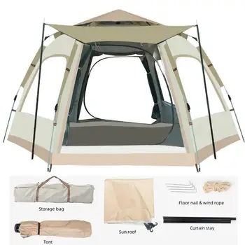 Уличная палатка, Полностью автоматическая, на 3-4 5-8 человек, Большая вместимость, Быстро Открывающийся Шестигранный кемпинг, утолщенная непромокаемая палатка для кемпинга