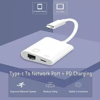 Подключение адаптера мобильного телефона Type-C к порту RJ45 Конвертер Ethernet для зарядки PD Сетевая карта для Xiaomi Huawei