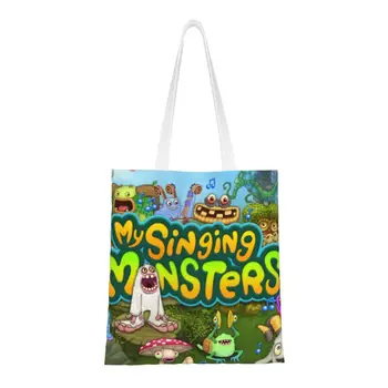 Музыкальная экшн-игра My Singing Monsters, сумка для покупок, женская милая Холщовая сумка для покупок, сумка большой емкости