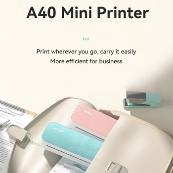 Термопринтер A40 Принтер для бумаги формата А4 с прямой термопереносом Беспроводной принтер мобильный 210 мм мини-фотопринтер с подключением USB BT
